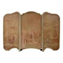 Finely Painted French Chinoiserie Three-Panel Screen