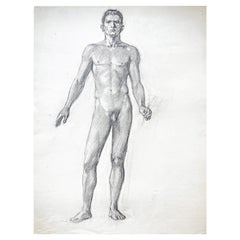 "Standing Male Nude, " Study for Mural by Allyn Cox, U.S. Capitol Painter