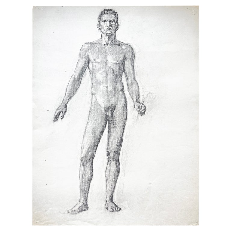 "Standing Male Nude," Study for Mural by Allyn Cox, U.S. Capitol Painter For Sale