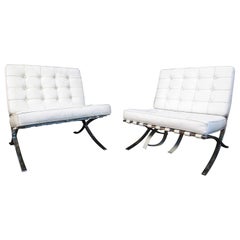 Retro Pair of Barcelona Style Lounge Chairs
