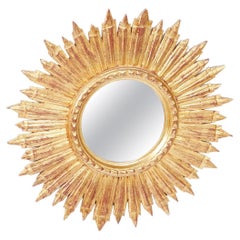 French Gilded Wood Starburst Sunburst Mirror