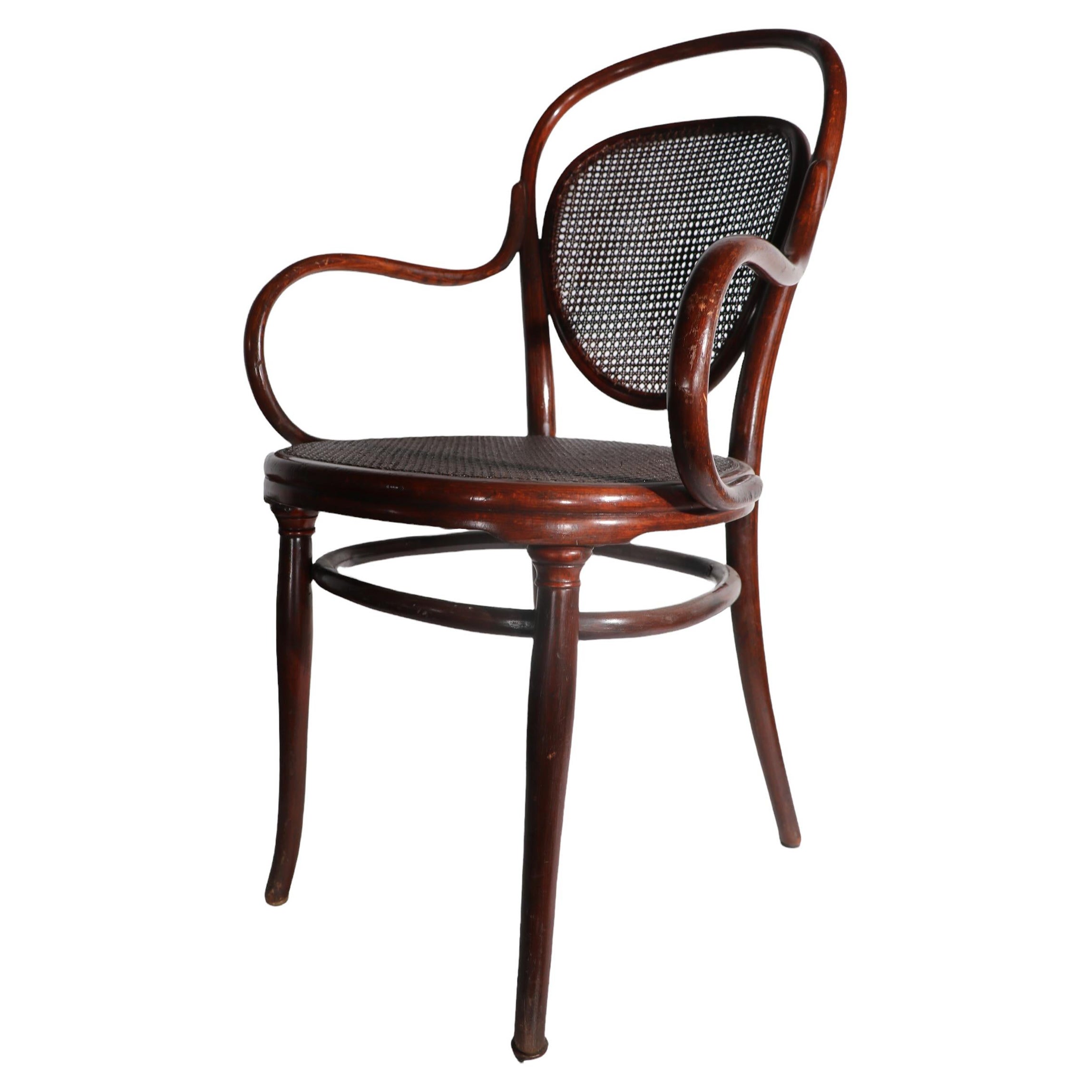 Vienna Secessionist Bentwood Arm Chair Att. to J & J Kohn in the Style of Thonet