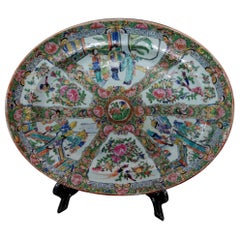 Oval Famille Rose Export Porcelain Platter, 19th Century