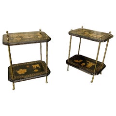 Bagues Hollywood Regency Chinoiserie Decorated Side / Occasional Tables, 2-Tier