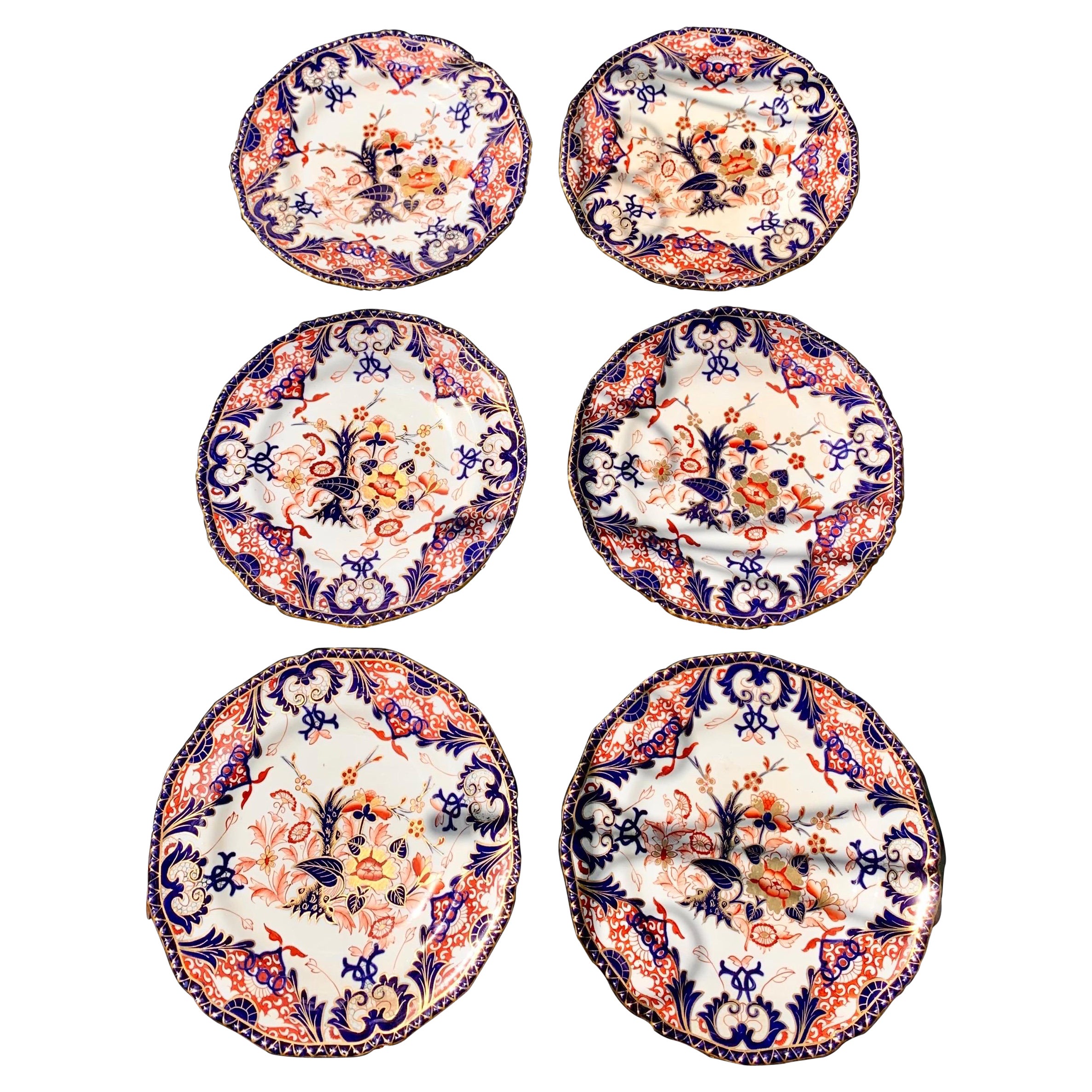 Set of Six Antique Early 19th Century Masons Dinner Plates For Sale