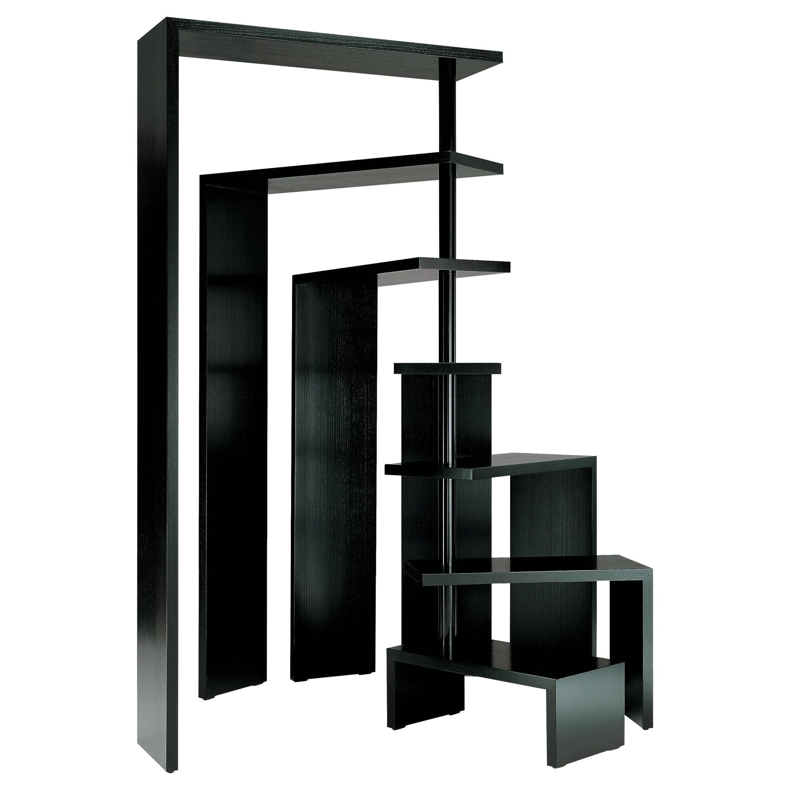 Zanotta Joy Rotating 7 Shelf Unit in Black Medium Density Fiberboard For Sale