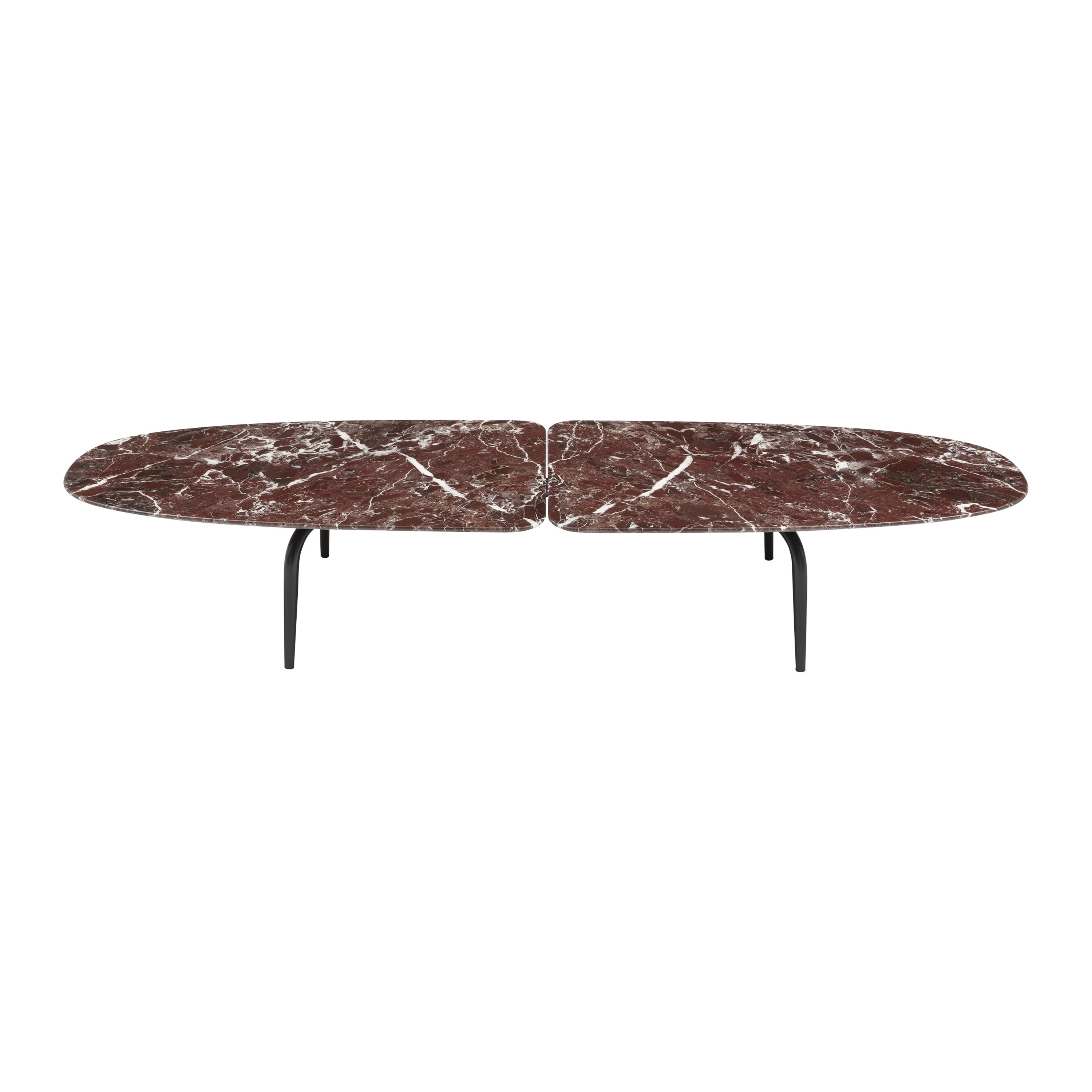 Petite table Zanotta Graphium avec plateau en marbre rouge Lepanto et cadre en acier noir