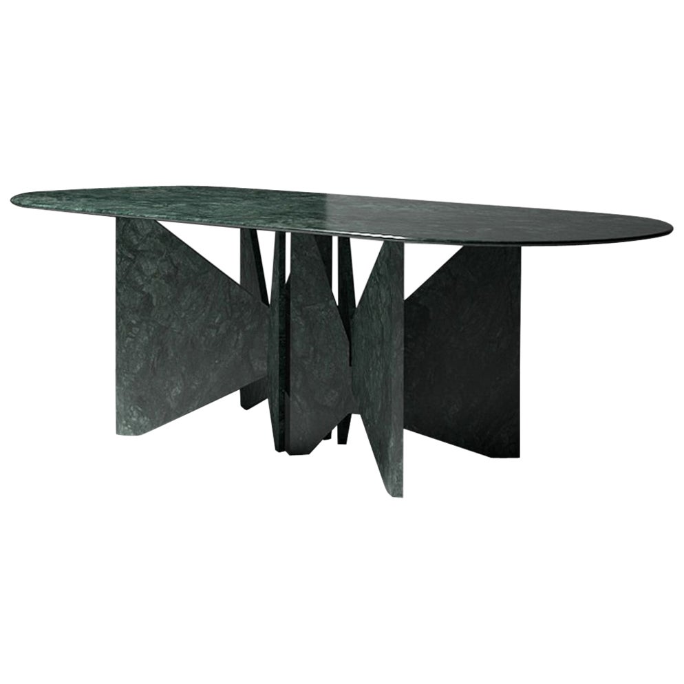 Lamina Dinner Table Green Marble By La Chance For Sale