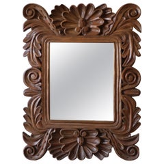 Antique Carved Wood Filigree Wall Mirror
