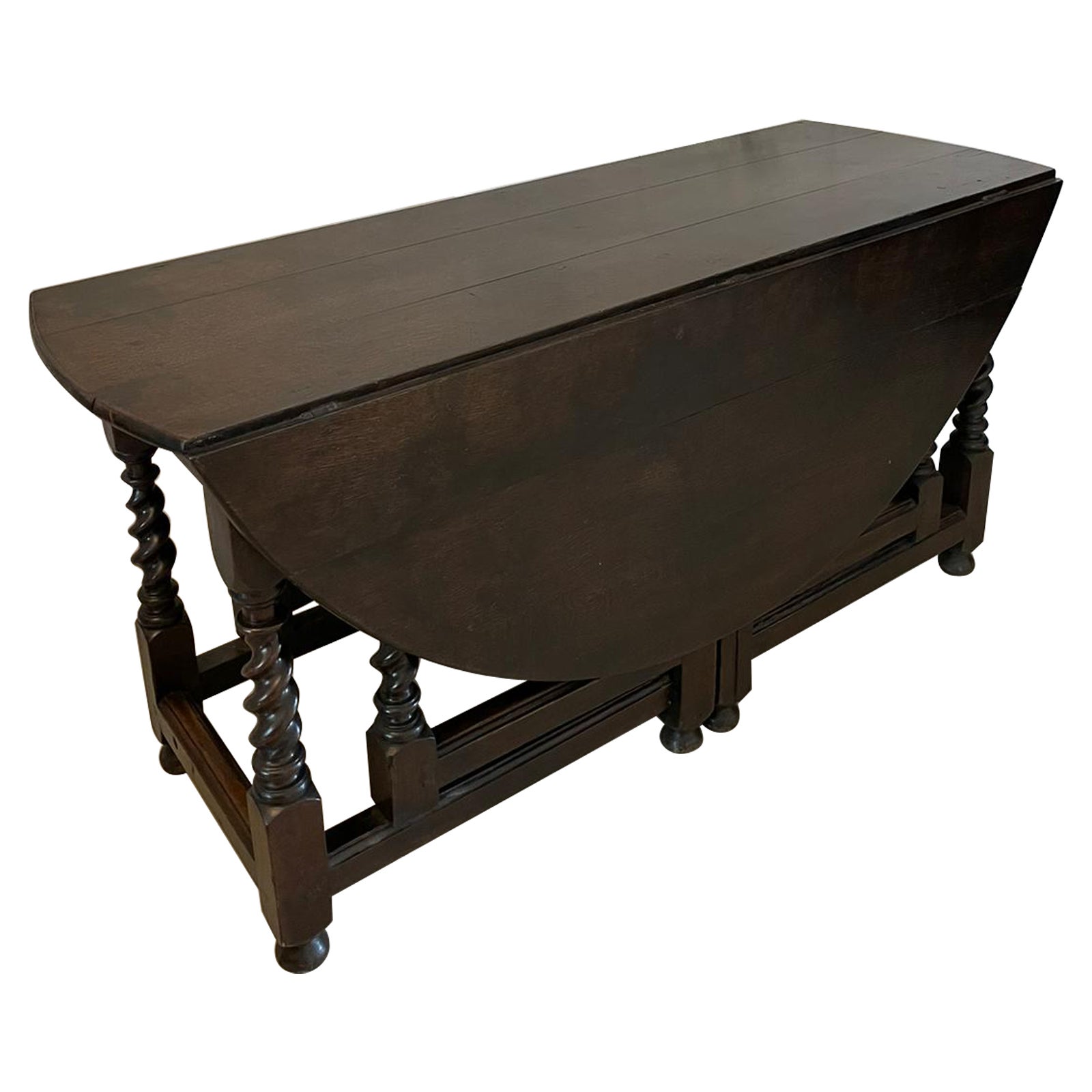 Large Antique English 17th Century Quality Oak Double Gateleg Table