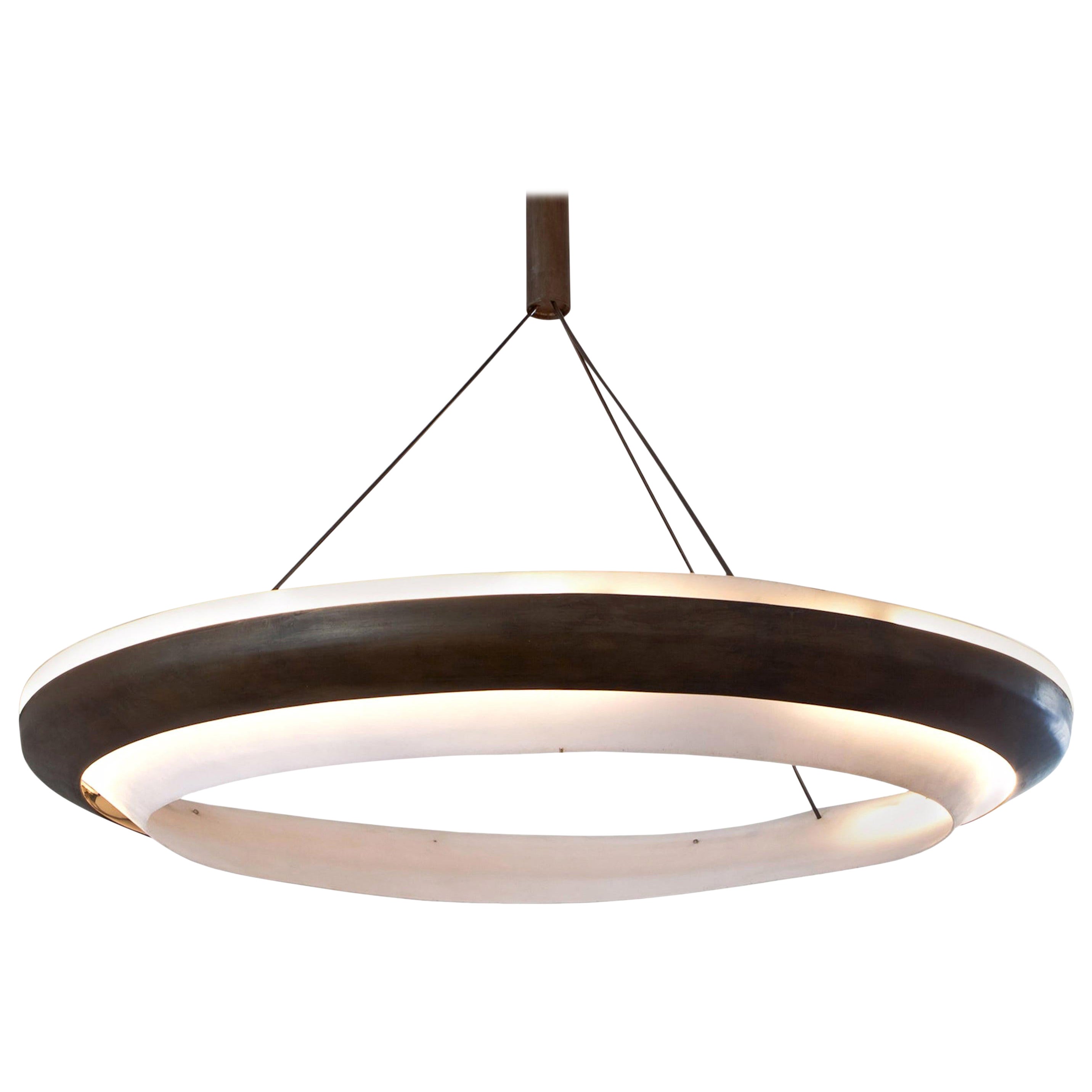 Ring, Chandelier, Chemical Blackened Iron, Polycarbonate, Led Light, 21st Ctry For Sale