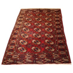 Used Old Afghan Village Rug of Traditional Turkmen Style