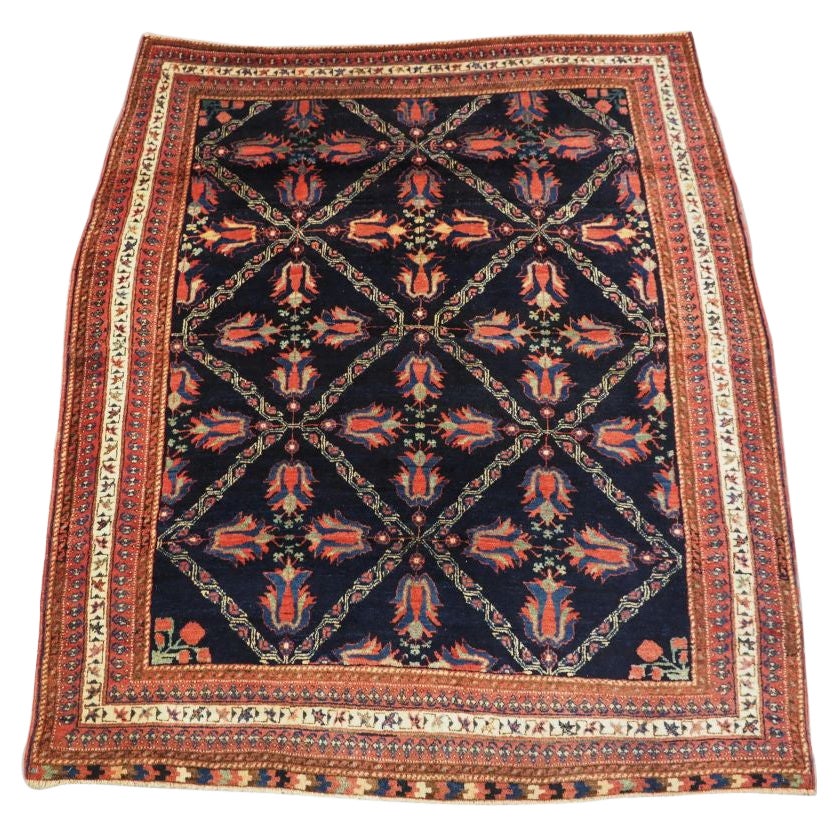 Antique Afshar Tribal Rug with Lattice and Flowering Tulip Design For Sale