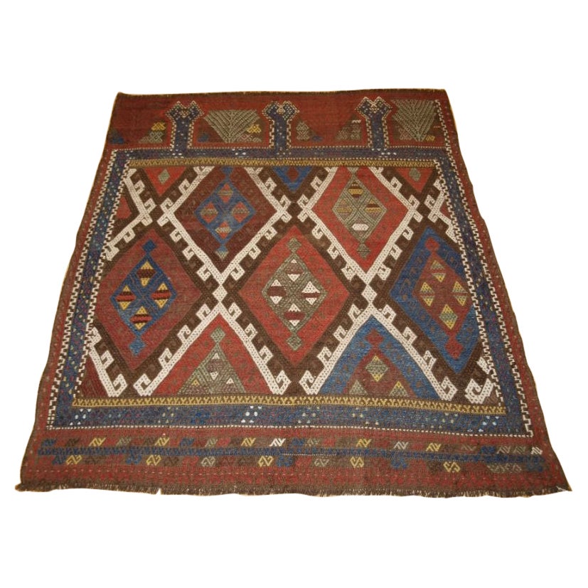 Antique Turkish Konya Region Flat Weave Panel in Cicim Technique For Sale