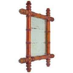 Antique Small Faux Bamboo Mirror