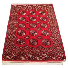 Used Old Afghan Rug of Traditional Tekke Turkmen Design