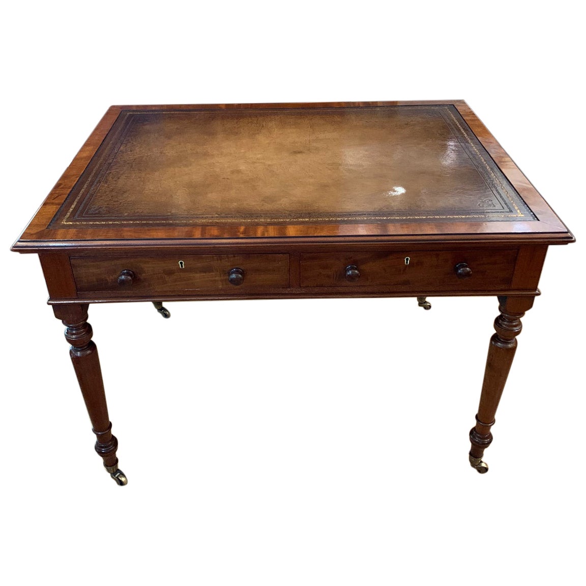 Antique English Victorian Mahogany Writing Table or Desk by Heal’s of