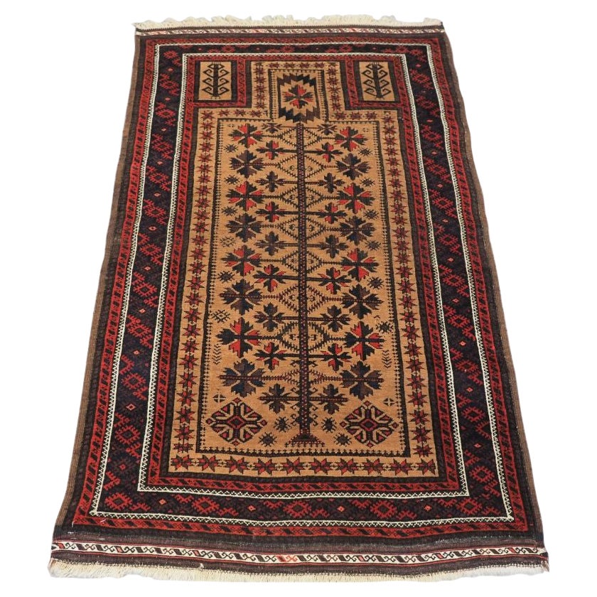 Antique Baluch Camel Ground Prayer Rug For Sale