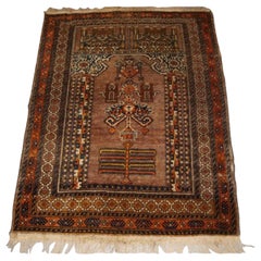 Used Old Afghan Prayer Rug of Traditional Village Mosque Design