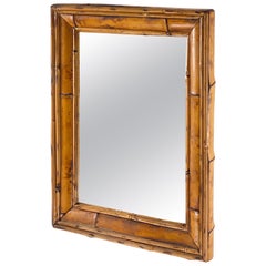 Miroir en rotin et bambou, couleur Brown, Italie 1950