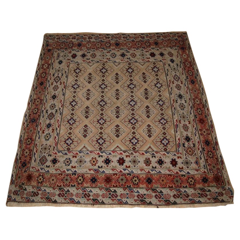 Old Afghan Mushwani Baluch Mixed Technique Sofreh Eating Cloth, circa 1960 For Sale