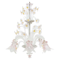 Plafonnier à fleurs en verre de Murano de Venise du début du XXe siècle