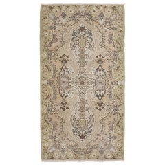 4x7.2 Ft Vintage Hand-Knotted Central Anatolian Wool Accent Rug in Beige