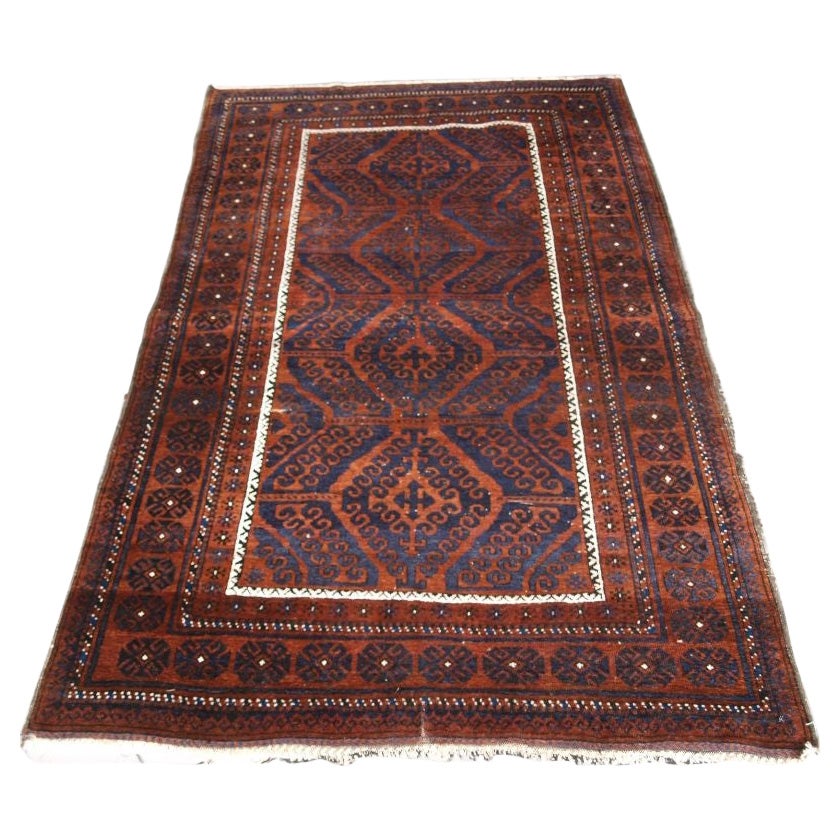 Antique Afghan Baluch Rug with Mushwani Design, circa 1900/20 For Sale
