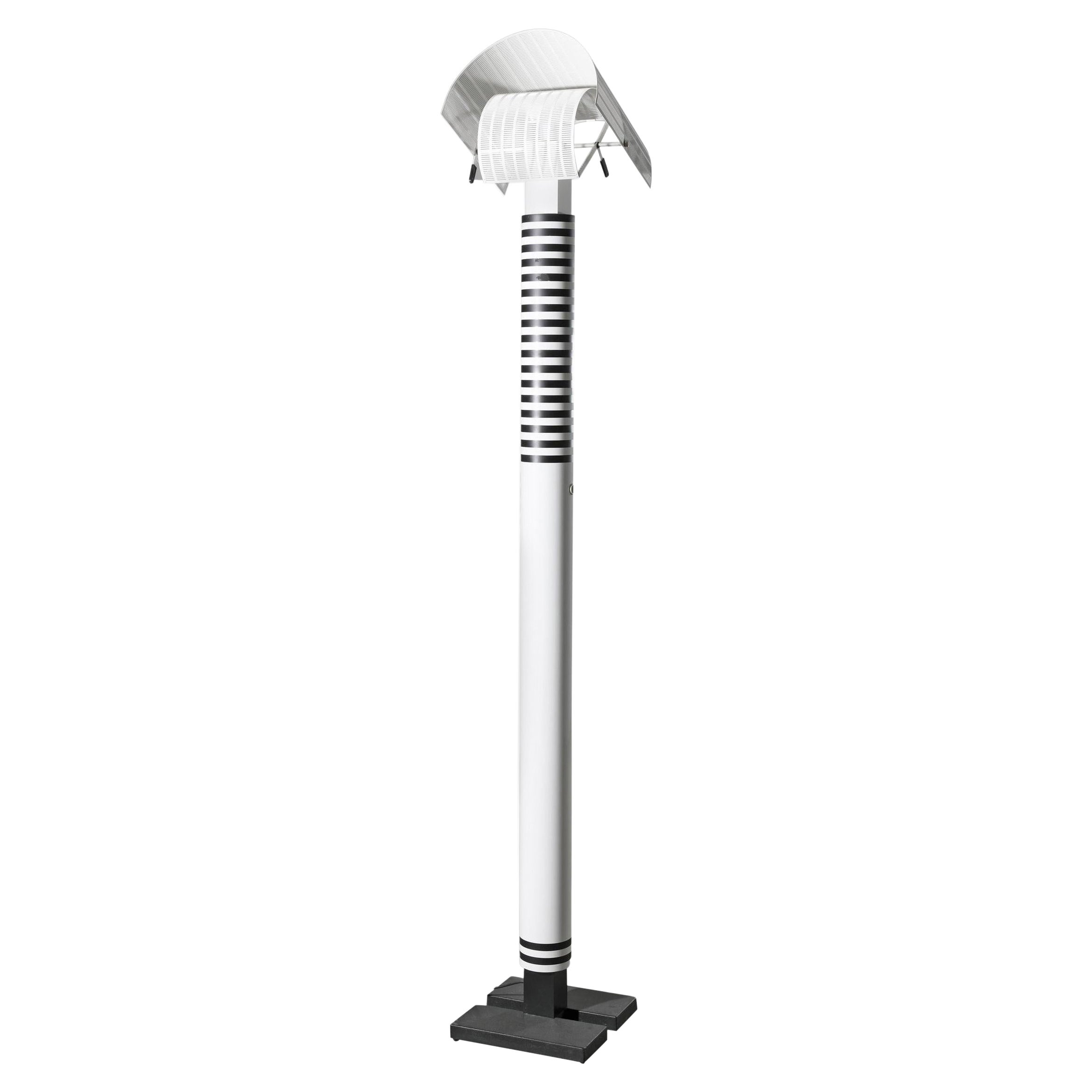Mario Botta Shogun Floor Lamp in Black and White Metal by Artemide 1986 Italy