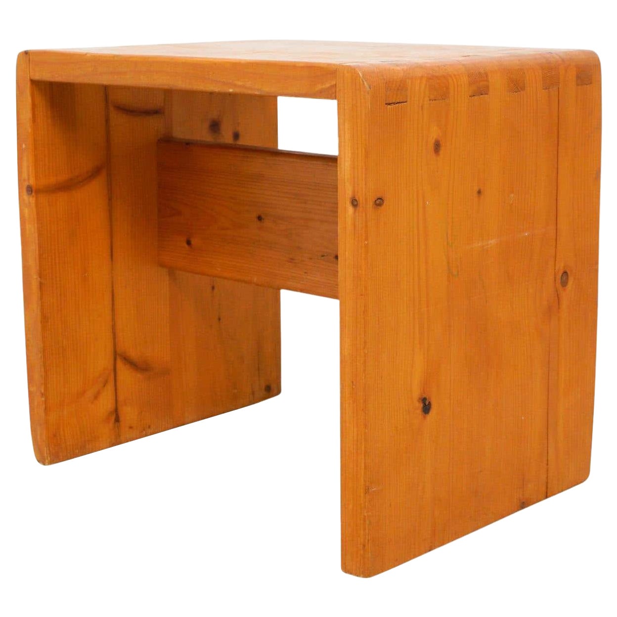 Charlotte Perriand Pine Wood Stool for Les Arcs For Sale