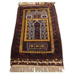 Vintage Sistan Baluch Three Mihrab Prayer Rug