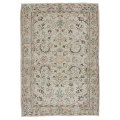 5.7x8 Ft Retro Hand Knotted Anatolian Area Rug, Floral Design Floor Covering