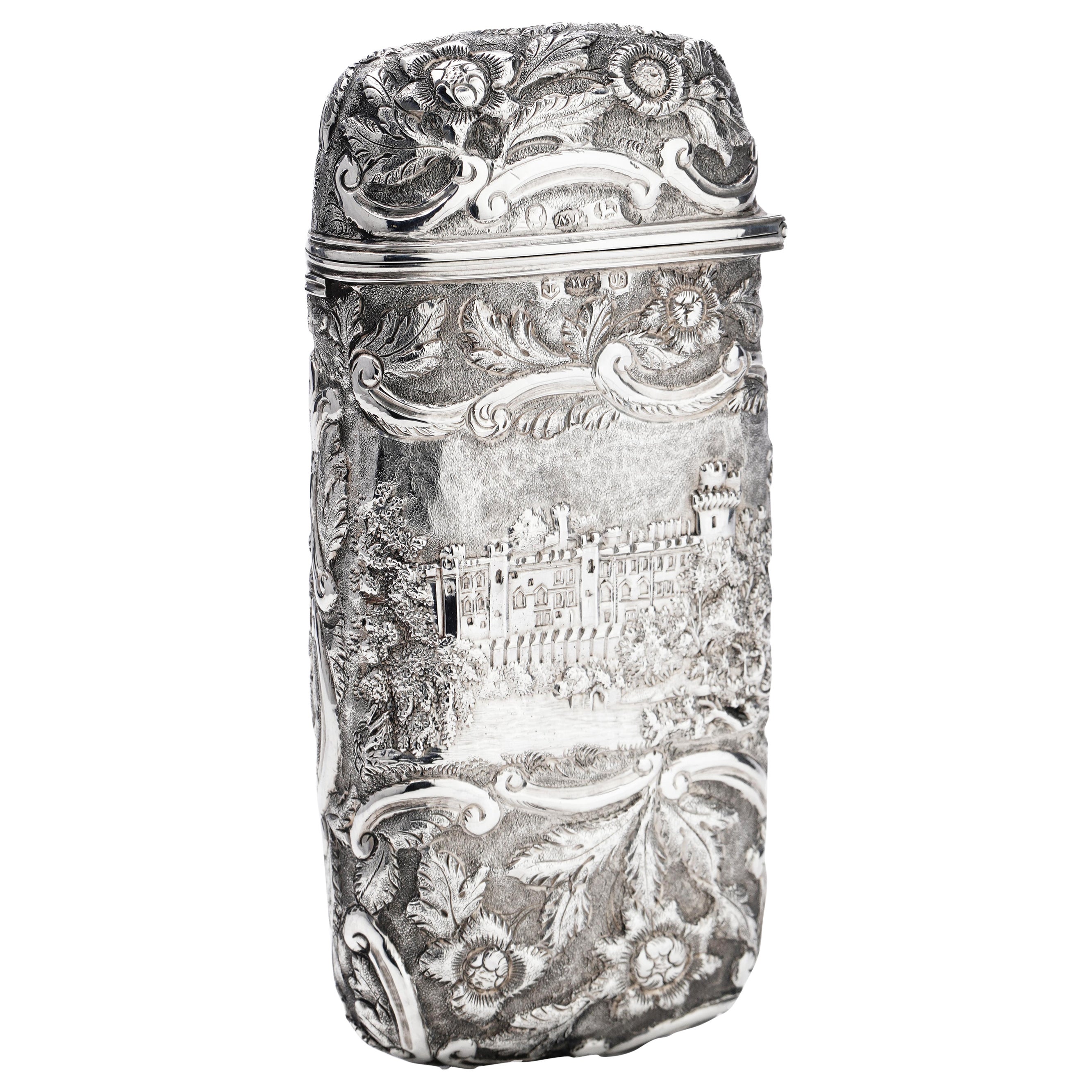 Victorian Sterling Silver Castle Top Cheroot/Cigar Case