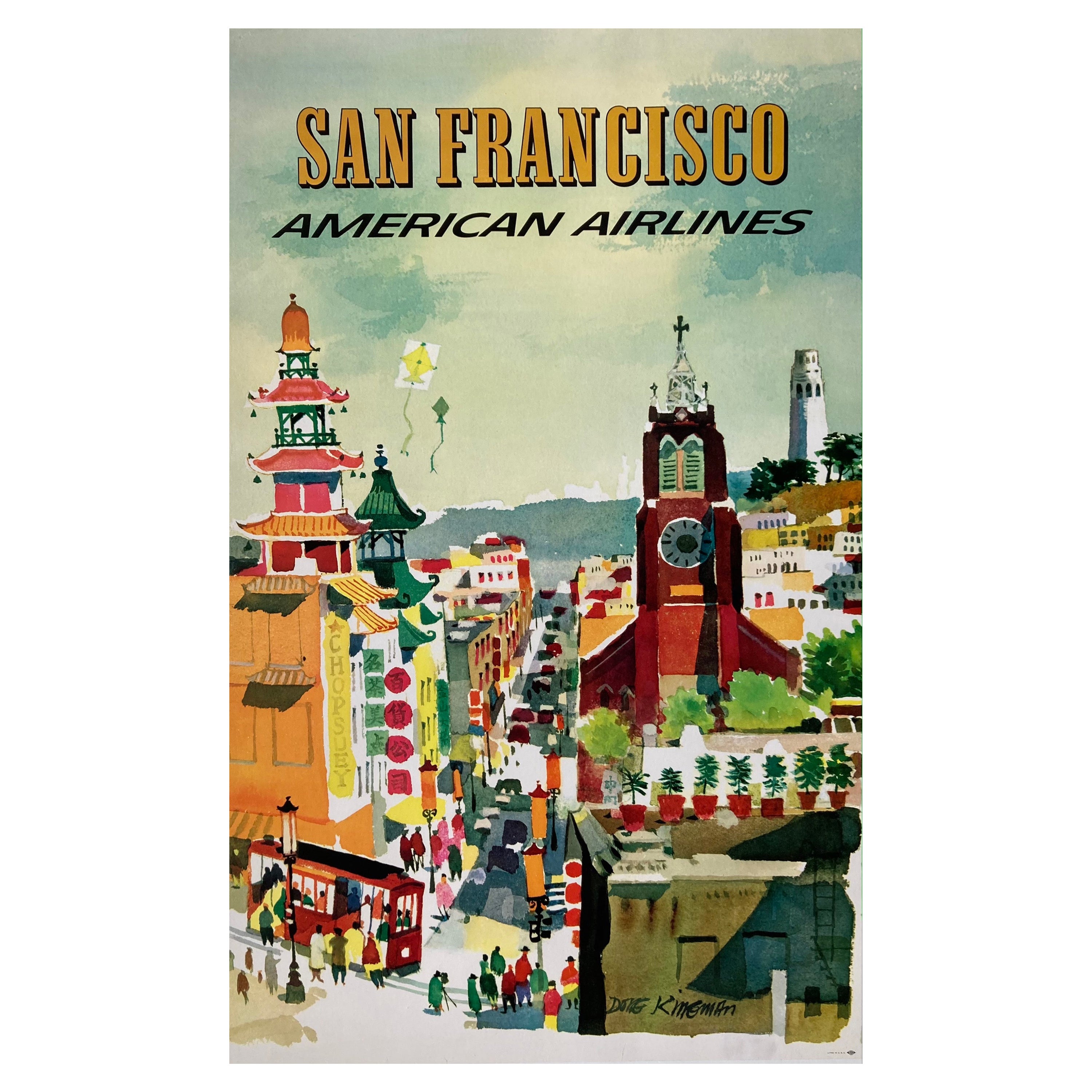 Original American Airlines San Francisco Travel Poster, Dong Kingman