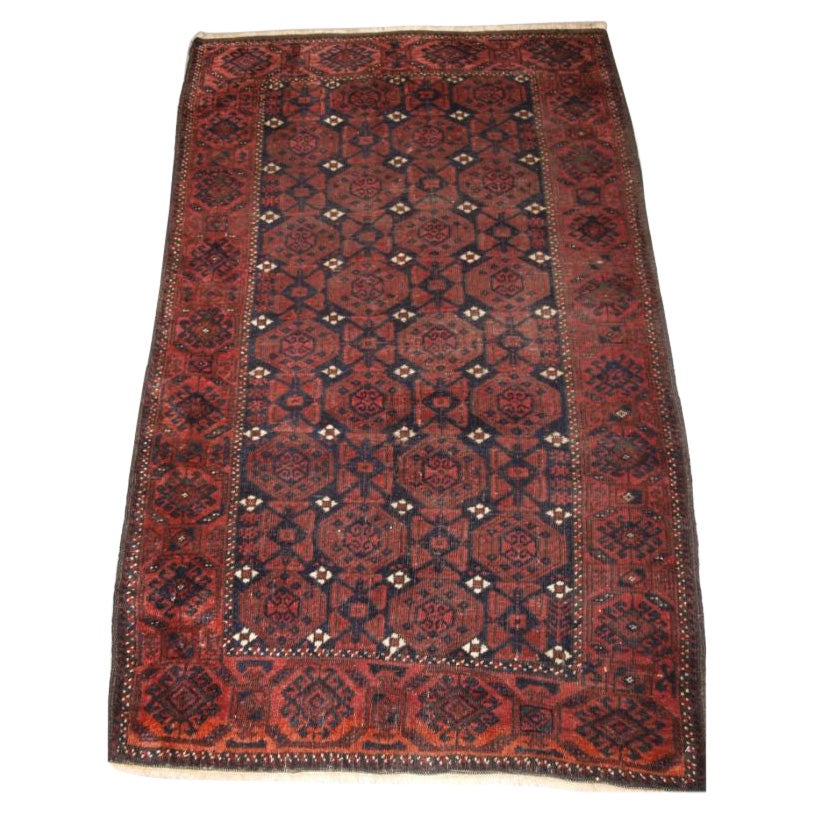 Antique Afghan Baluch Rug from Western Afghanistan For Sale