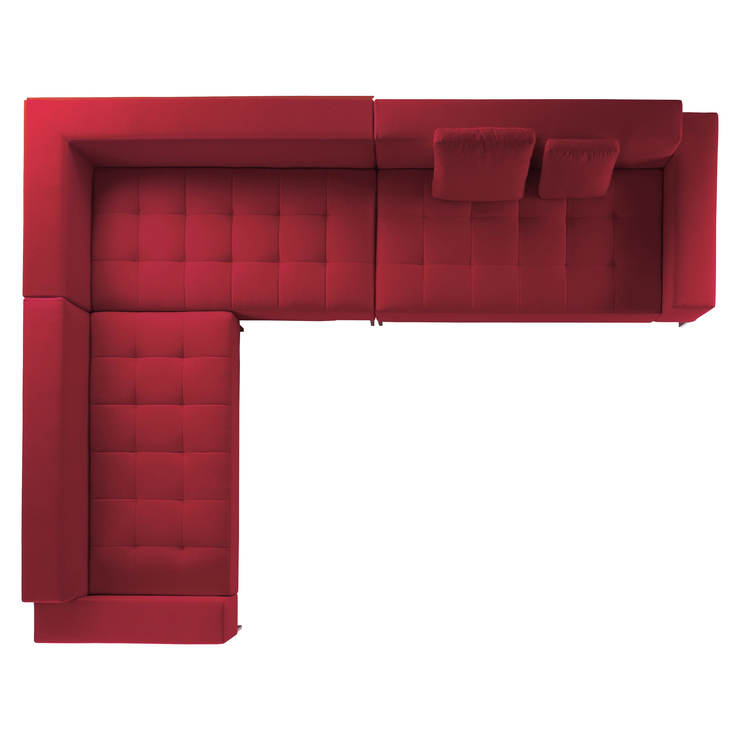 Modulares Sofa Zanotta Alfa aus rotem Teolo-Stoff mit Stahlrahmen von Emaf Progetti