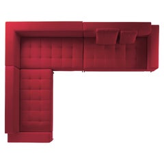 Zanotta Alfa Modular Sofa in Teolo Red Fabric with Steel Frame by Emaf Progetti
