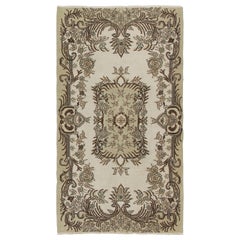 4x7 ft Hand Knotted Vintage Anatolian Oushak Accent Rug with Medallion Design