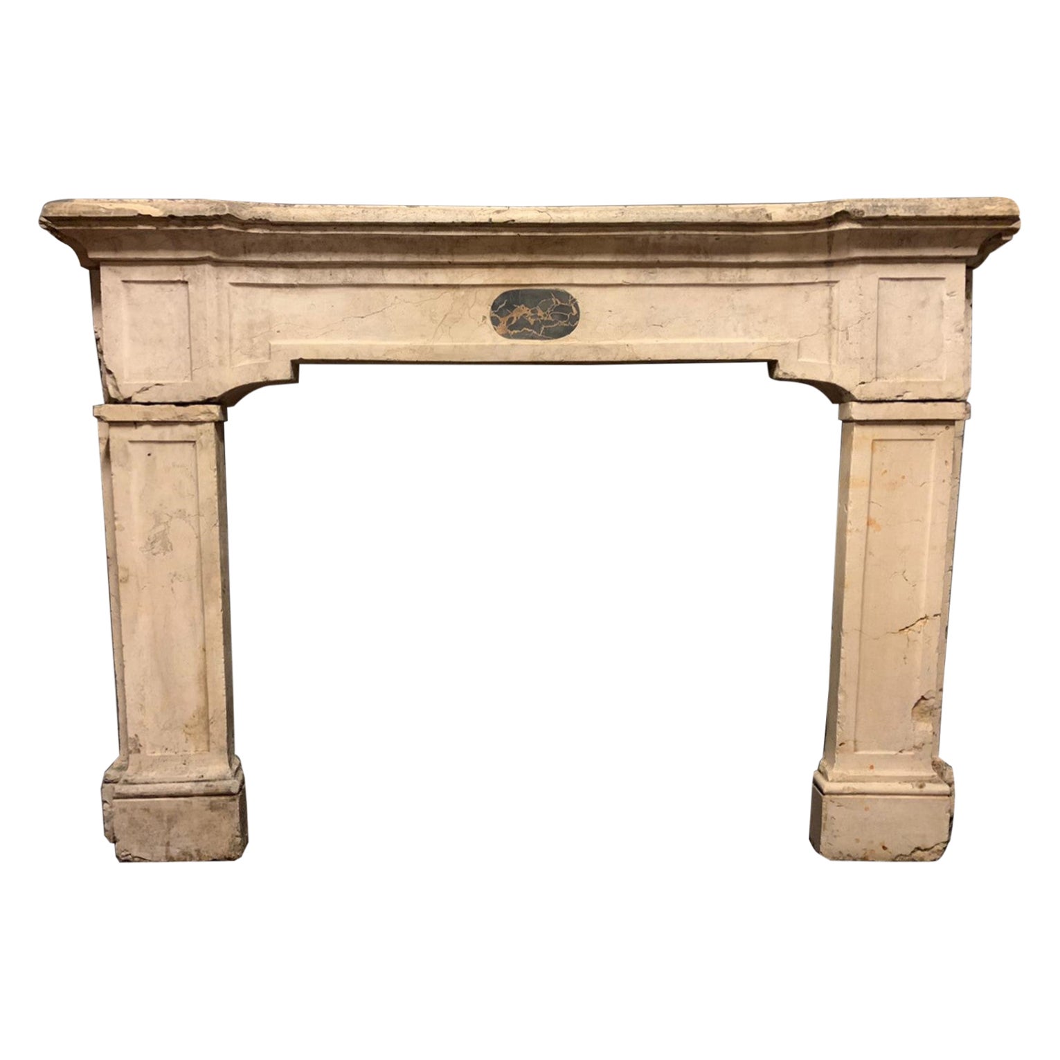 Antique Fireplace Mantle in Calacatta Stone & Black Portoro Marble, '700 Italy For Sale