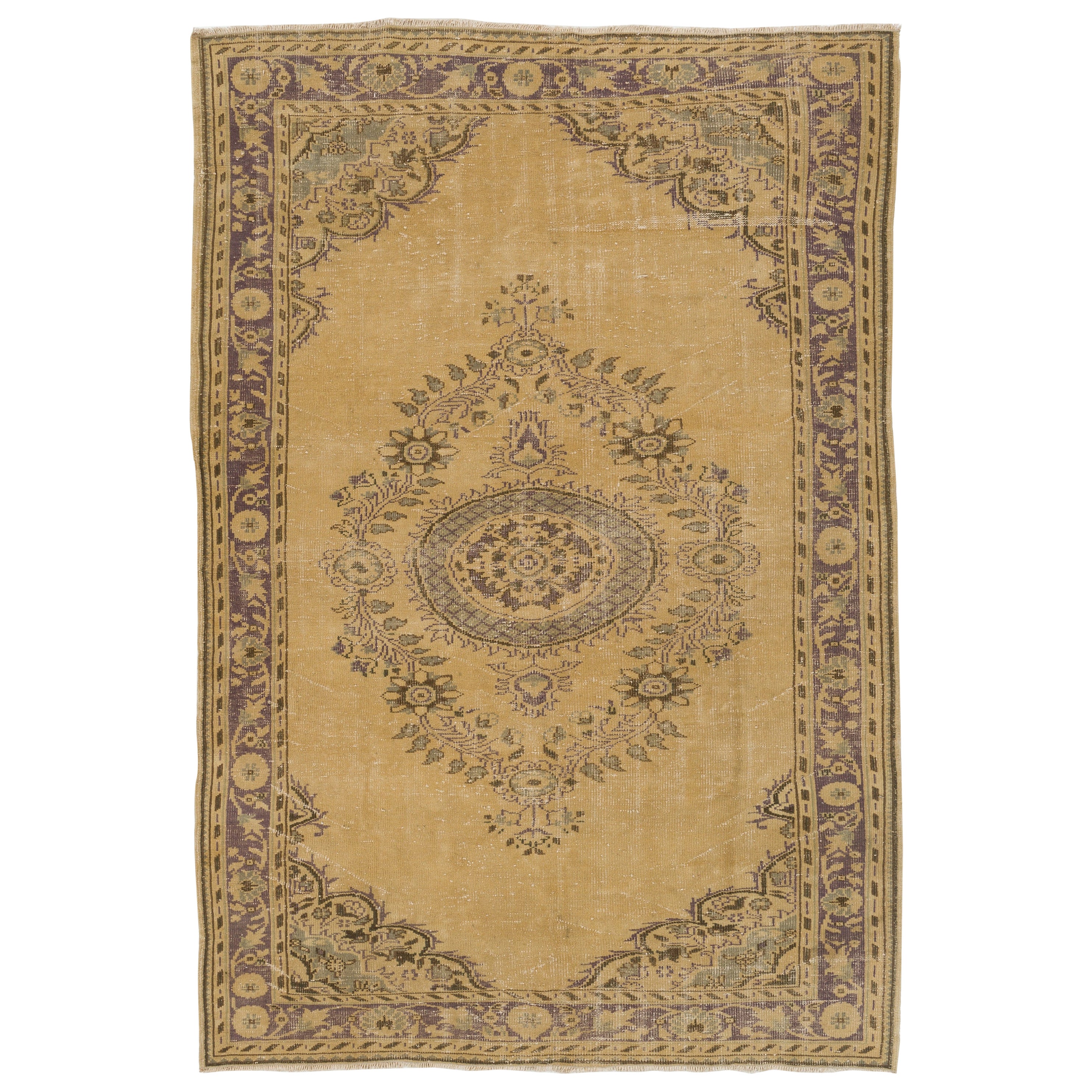 7x10 Ft Area Rug for Country Living Homes. Turkish Handmade Wool & Cotton Carpet For Sale