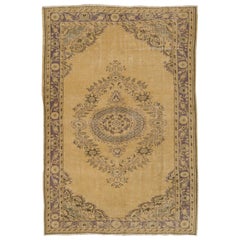 Vintage 7x10 Ft Area Rug for Country Living Homes. Turkish Handmade Wool & Cotton Carpet