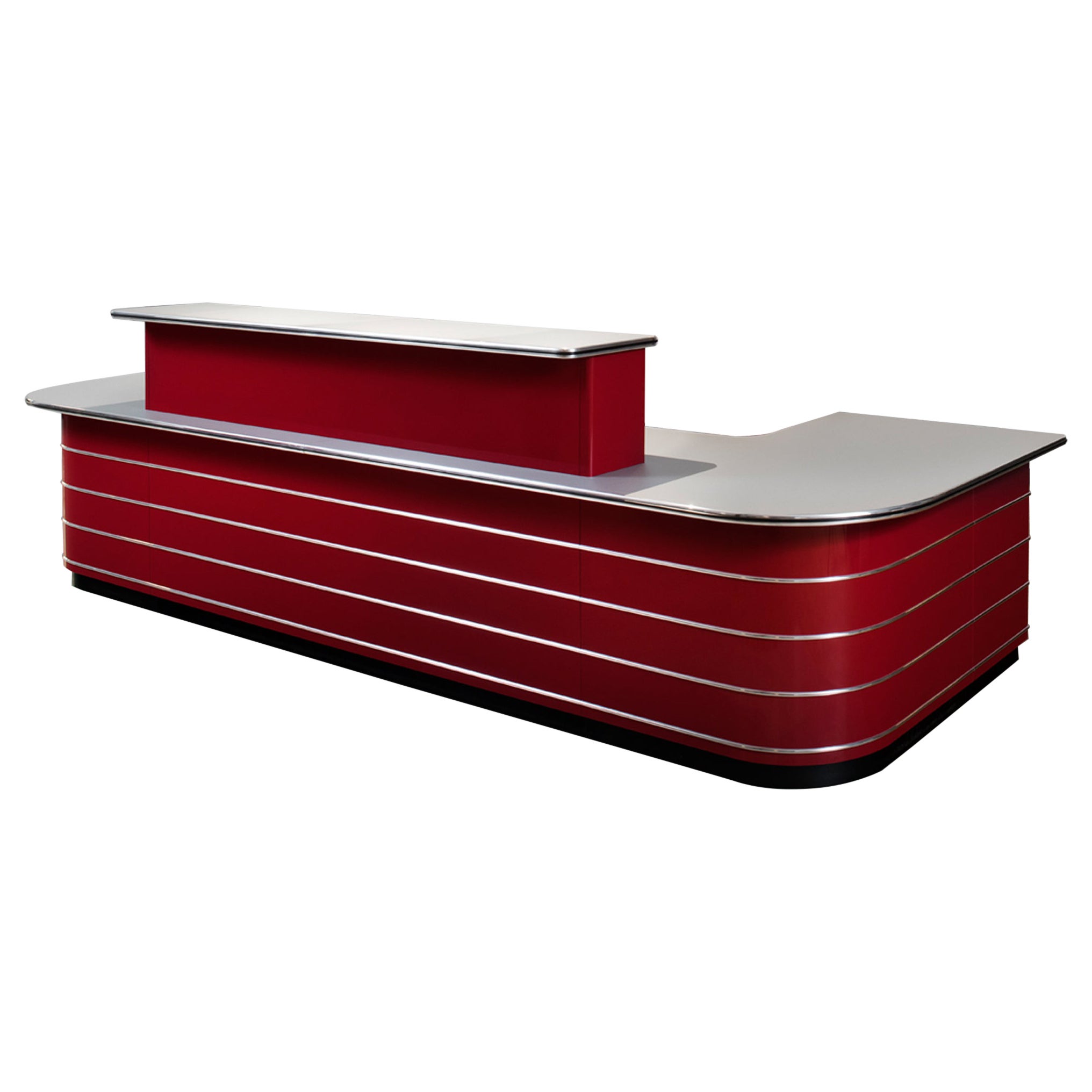 Made to Order Reception Counter in Lacquered Metal With Rounded Corners For Sale