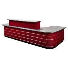 Made to Order Reception Counter in Lacquered Metal With Rounded Corners