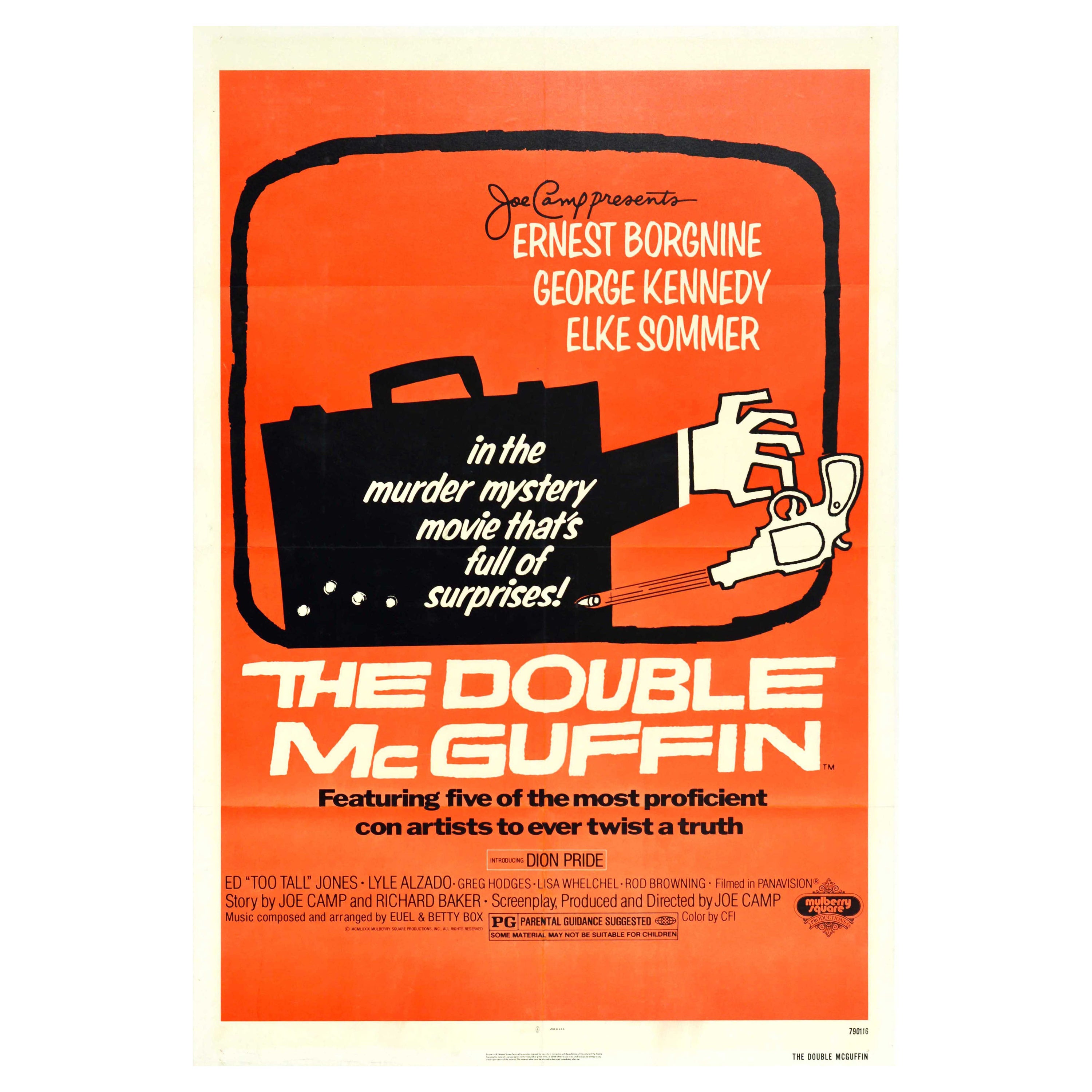 Affiche vintage d'origine pour le film The Double McGuffin Con Artists Murder Mystery (Le Double McGuffin Con) en vente