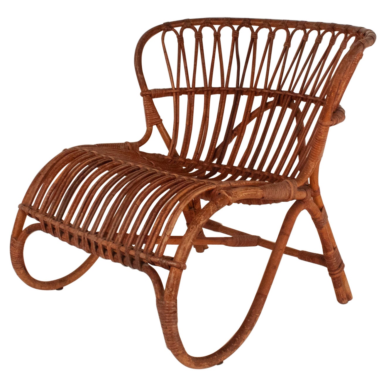 Bamboo and Rattan Armchair in the Style of Viggo Boesen, Netherlands 50's For Sale