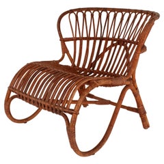 Vintage Bamboo and Rattan Armchair in the Style of Viggo Boesen, Netherlands 50's