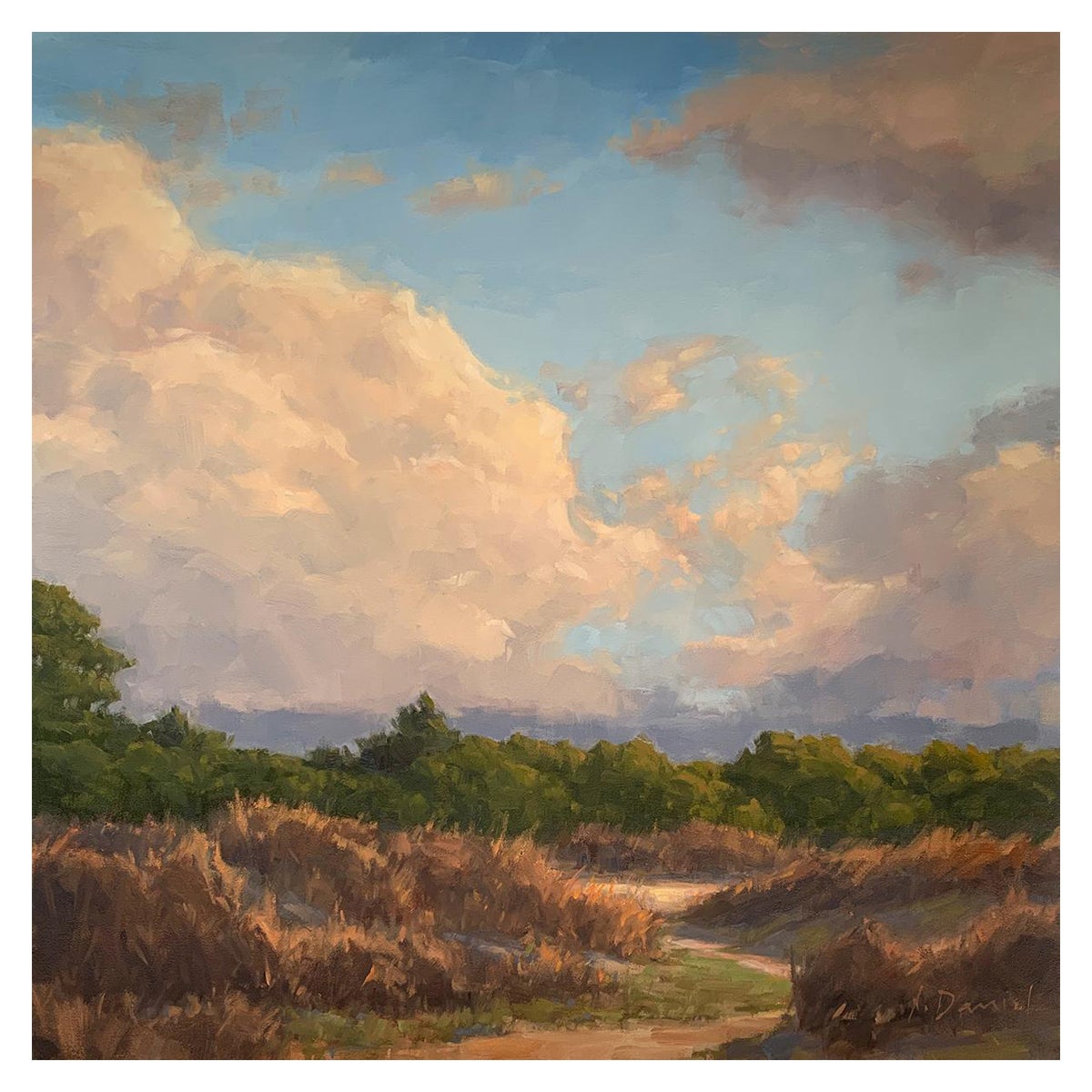 Framed Oil on Canvas "Golden Morning" by Laurel Daniel For Sale