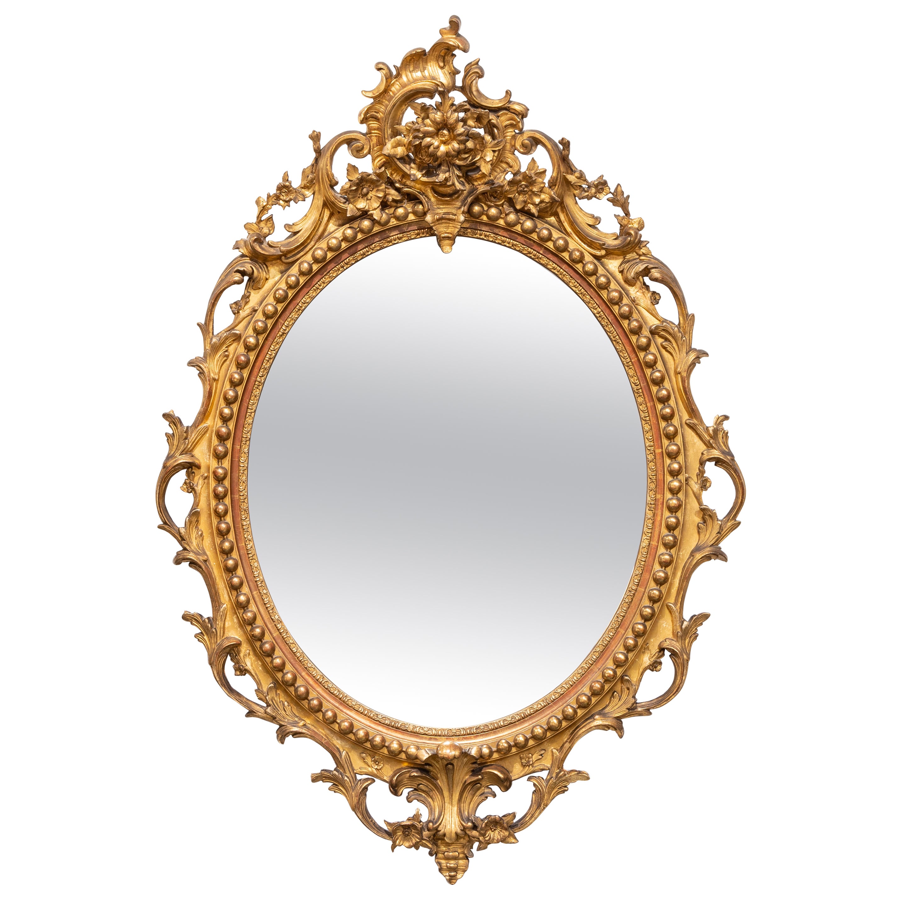 Fine 19th Century French Louis XVI Oval Large Wall Mirror from Paris For Sale