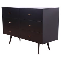 Paul McCobb Planner Group Black Lacquered Six-Drawer Dresser, Newly Refinished