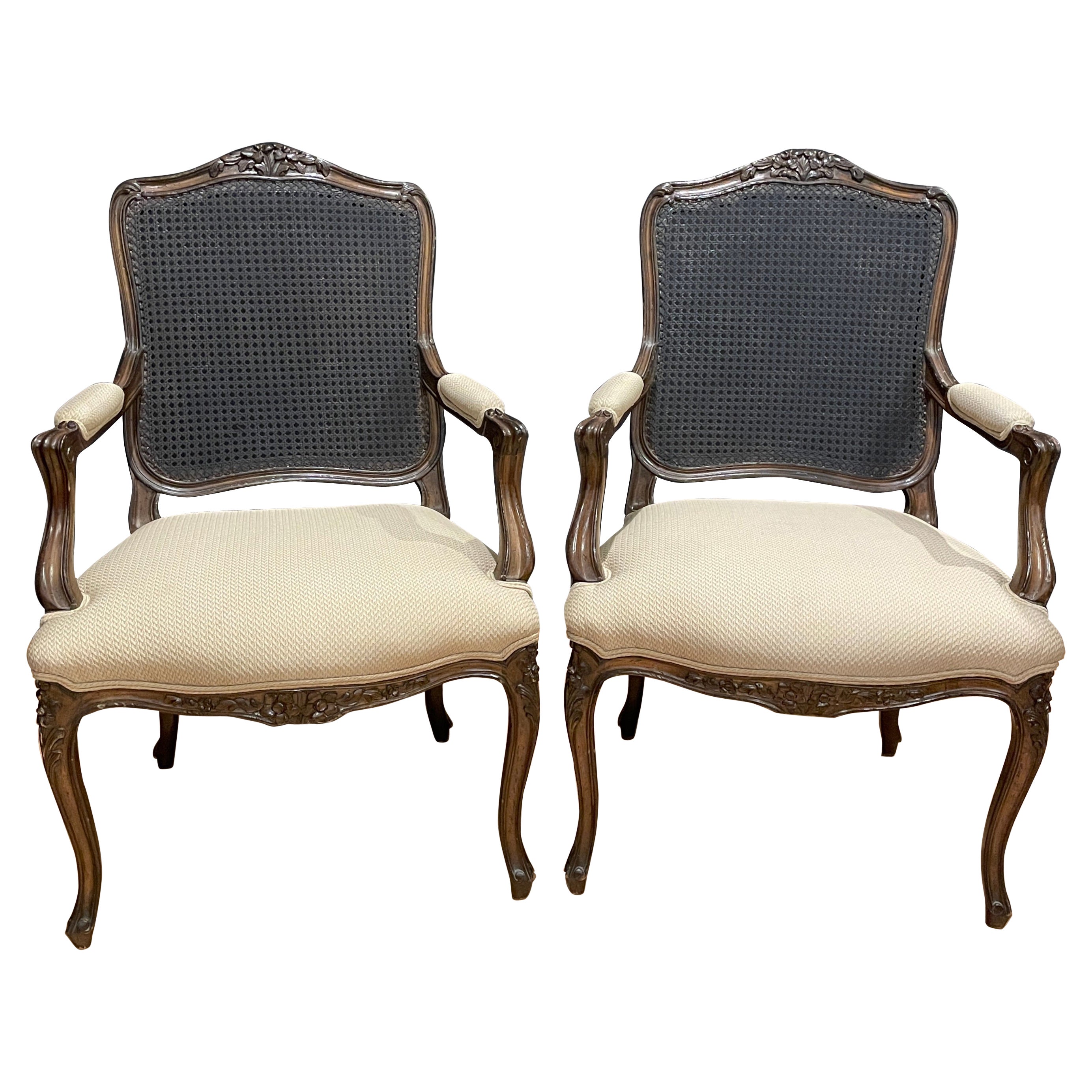 Pair Of Vintage Carved Louis XV Armchairs